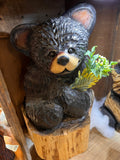 Cedar Bear with Bouquet Holder