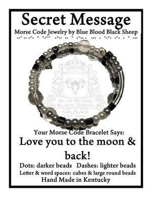 "Love you to the moon & back!" Morse Code Bracelet