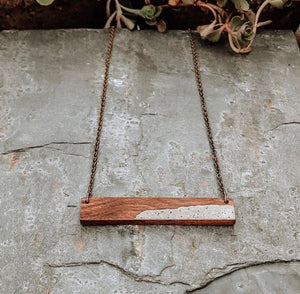 Red Shed Designs Walnut and Concrete Bar Necklace