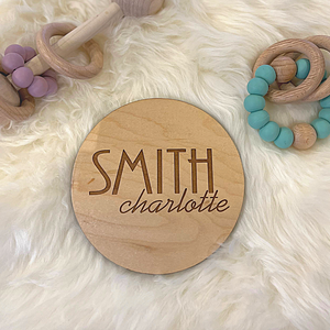 Wooden Baby Name Announcement